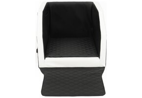 Veilige Auto Hondenbench Premium - Zwart/Wit 55x70 cm met Veiligheidsriem