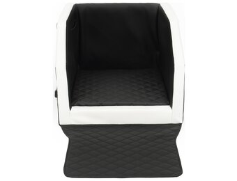 Veilige Auto Hondenbench Premium - Zwart/Wit 55x70 cm met Veiligheidsriem