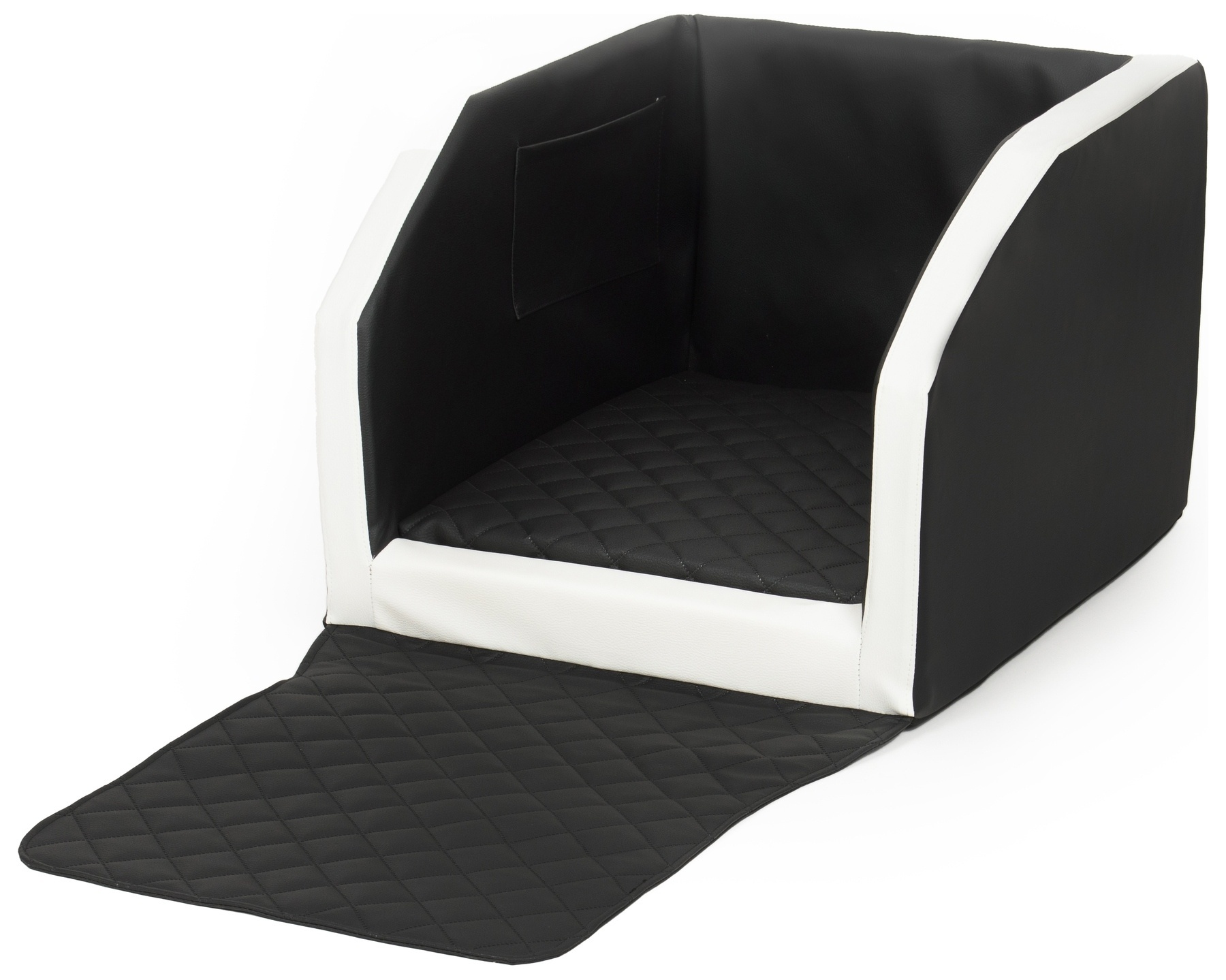Veilige Auto Hondenbench Premium - Zwart/Wit 55x70 cm met Veiligheidsriem