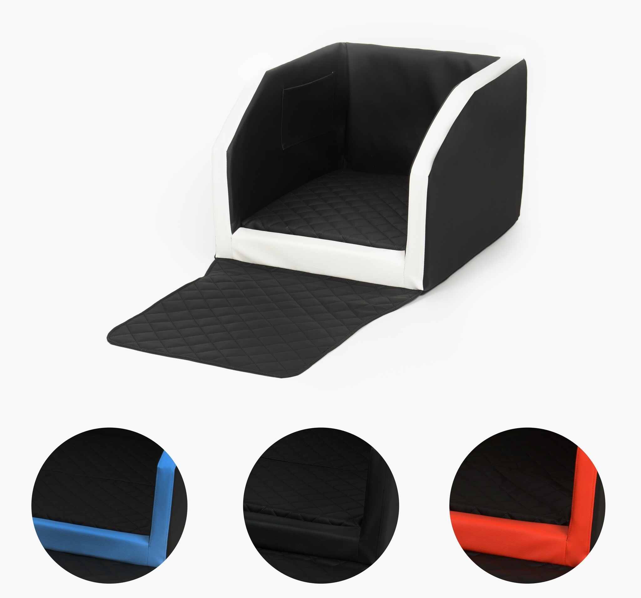 Veilige Auto Hondenbench Premium - Zwart/Wit 55x70 cm met Veiligheidsriem