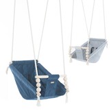 Duurzame Baby Hangmat - Natuurlijk Hout en Katoenen Touwen - Marineblauw