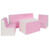 Duurzame Kindermeubelset Eco-leer - 4-delige Zithoek Wit/Roze