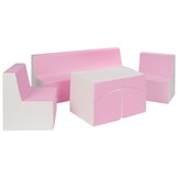 Luxe Kinderkamer Zithoek - Stijlvolle 4-delige Set in Wit/Pastelroze