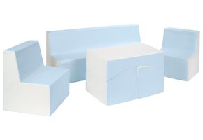 Afwasbare Kindermeubelset - Complete Zithoek 4-delig Wit/Blauw