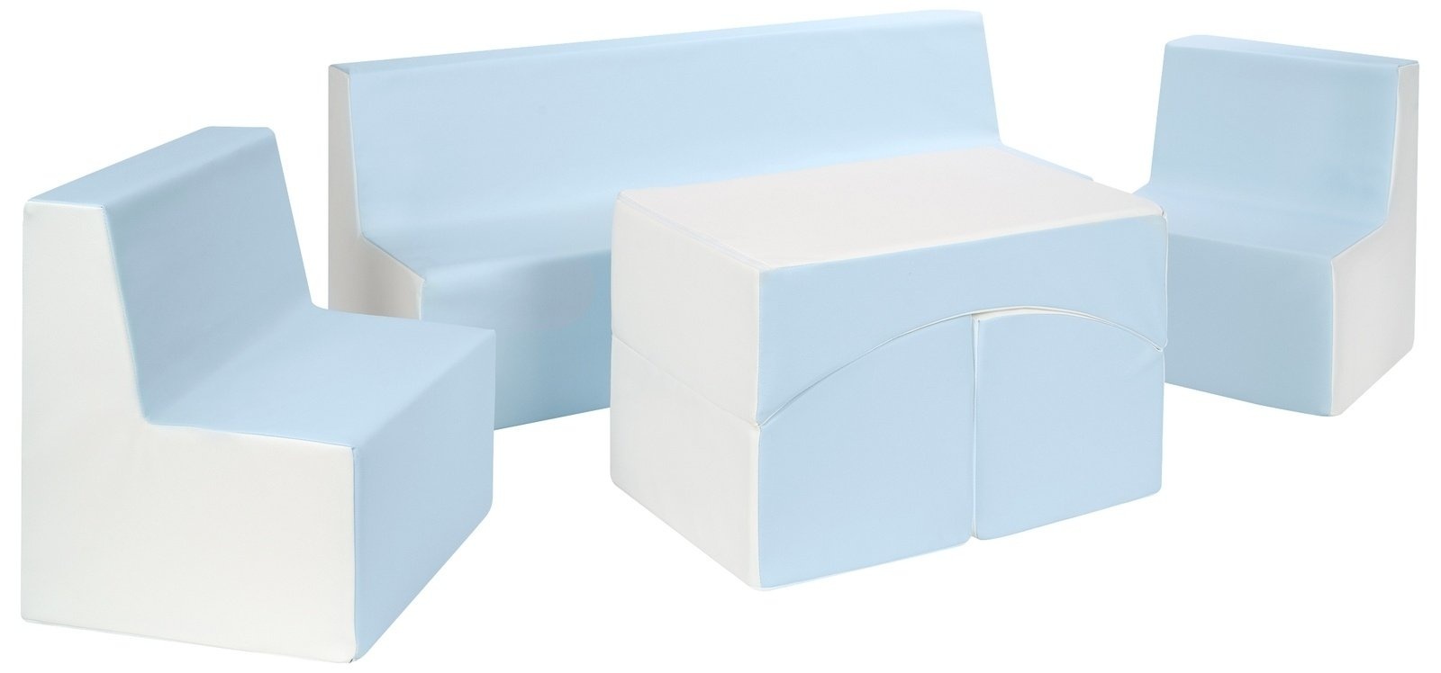 Afwasbare Kindermeubelset - Complete Zithoek 4-delig Wit/Blauw