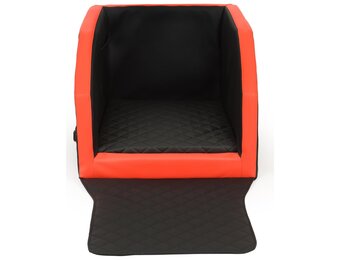 Reishondenbench Deluxe - Veilig op Vakantie - 55x70 cm Zwart/Rood