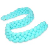 Wasbare Bedbumper Turquoise - Machinewasbaar - 3,5 meter - Zacht Katoen