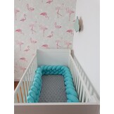 Wasbare Bedbumper Turquoise - Machinewasbaar - 3,5 meter - Zacht Katoen