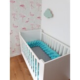 Wasbare Bedbumper Turquoise - Machinewasbaar - 3,5 meter - Zacht Katoen