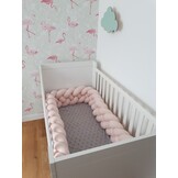 Premium Bedbumper - Knoopdesign - 350cm - Perzik - Handgemaakt