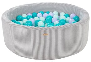 Design Ballenbak Modern - Grijs/Paars/Turquoise - Zachte Corduroy - 90cm