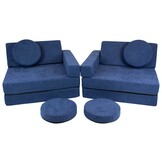 Compacte Kinderloungeset Marine - Omklapbare Studie- en Speelbank