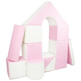 Roze-Wit Kasteel Speelblokken - Decoratieve Schuimset voor Kinderkamer - 11-delig