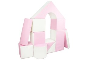 Roze-Wit Kasteel Speelblokken - Decoratieve Schuimset voor Kinderkamer - 11-delig