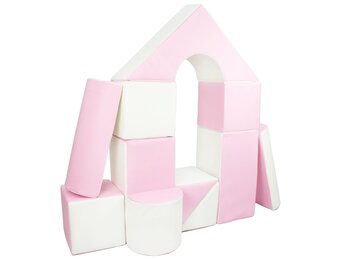 Roze-Wit Kasteel Speelblokken - Decoratieve Schuimset voor Kinderkamer - 11-delig