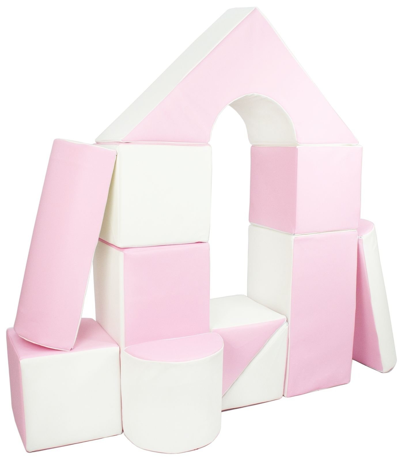 Roze-Wit Kasteel Speelblokken - Decoratieve Schuimset voor Kinderkamer - 11-delig