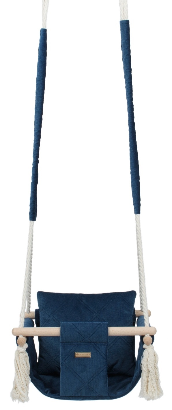 Luxe Velours Babyschommel - Handgemaakt Design - Navy Blauw