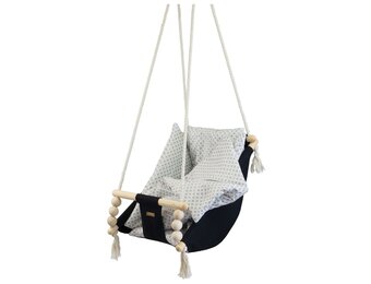 Scandinavische Baby Schommelstoel - Design Hangmat met Diamantpatroon - Naturel Hout