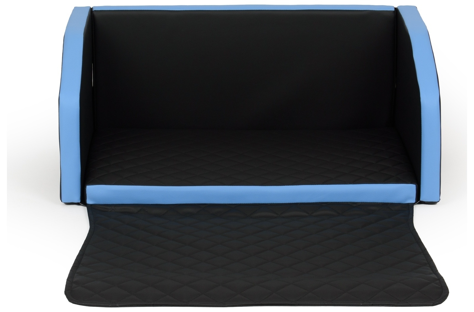 Auto Hondenmand XL met Gordel - Waterdicht - Zwart/Blauw - 90x55 cm
