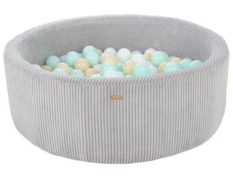 Luxe Ballenbak Set 90cm - 200 Zachte Ballen - Ontwikkelingsgericht Speelplezier - Grijs/Turquoise