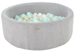 Wasbare Ballenbak XL - Professionele Kwaliteit - 200 Ballen - Grijs/Turquoise - 90cm