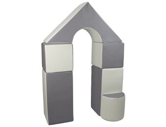 Kinder Bouwblokken Set - 6 Zachte Schuimblokken - Wit/Grijs