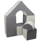 Kinder Bouwblokken Set - 6 Zachte Schuimblokken - Wit/Grijs