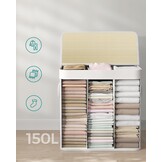 Duurzame Bamboe Wasmand 150L - Natuurlijk Wit met 3 Vakken