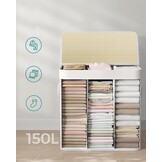 3-Vaks Wassorteermand Bamboe - XL 150L met Uitneembare Tassen