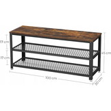 Multifunctionele Schoenbank Industrieel - Zitbank met Opbergruimte - Rustiek Bruin