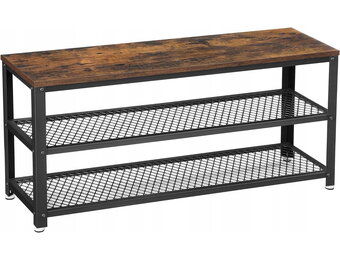 Design Schoenenkast Industrieel - Staal met Rustiek Bruin Hout - 3 Planken