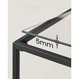 Design Glazen Sidetable - Zwart Metaal & Helder Glas - 100 cm