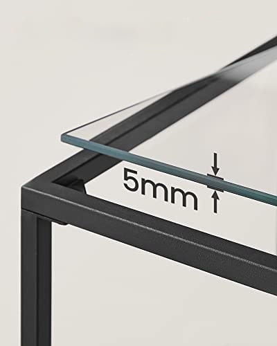 Design Glazen Sidetable - Zwart Metaal & Helder Glas - 100 cm