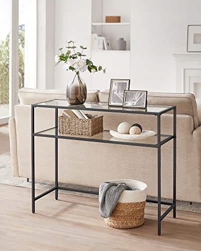 Moderne Glazen Bijzettafel Smal - Ruimtebesparend Design