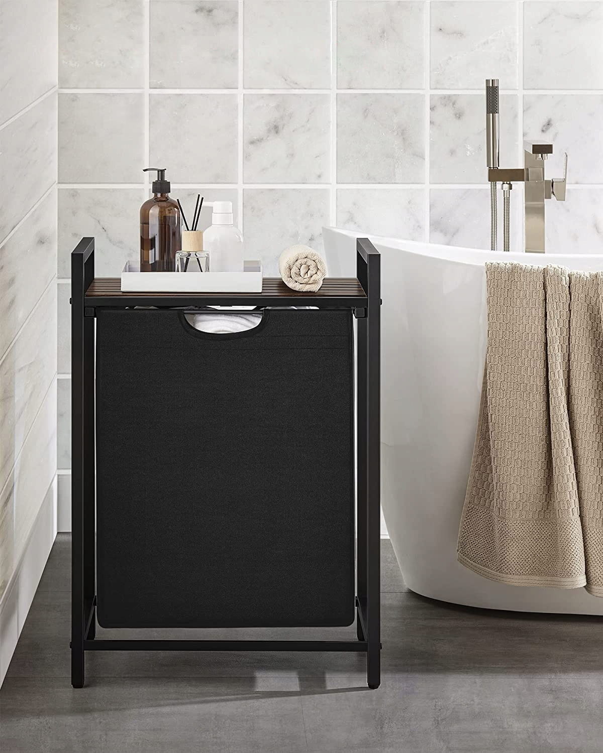 Design Wasmand met Opbergruimte - Rustiek Bruin - 65L Capaciteit