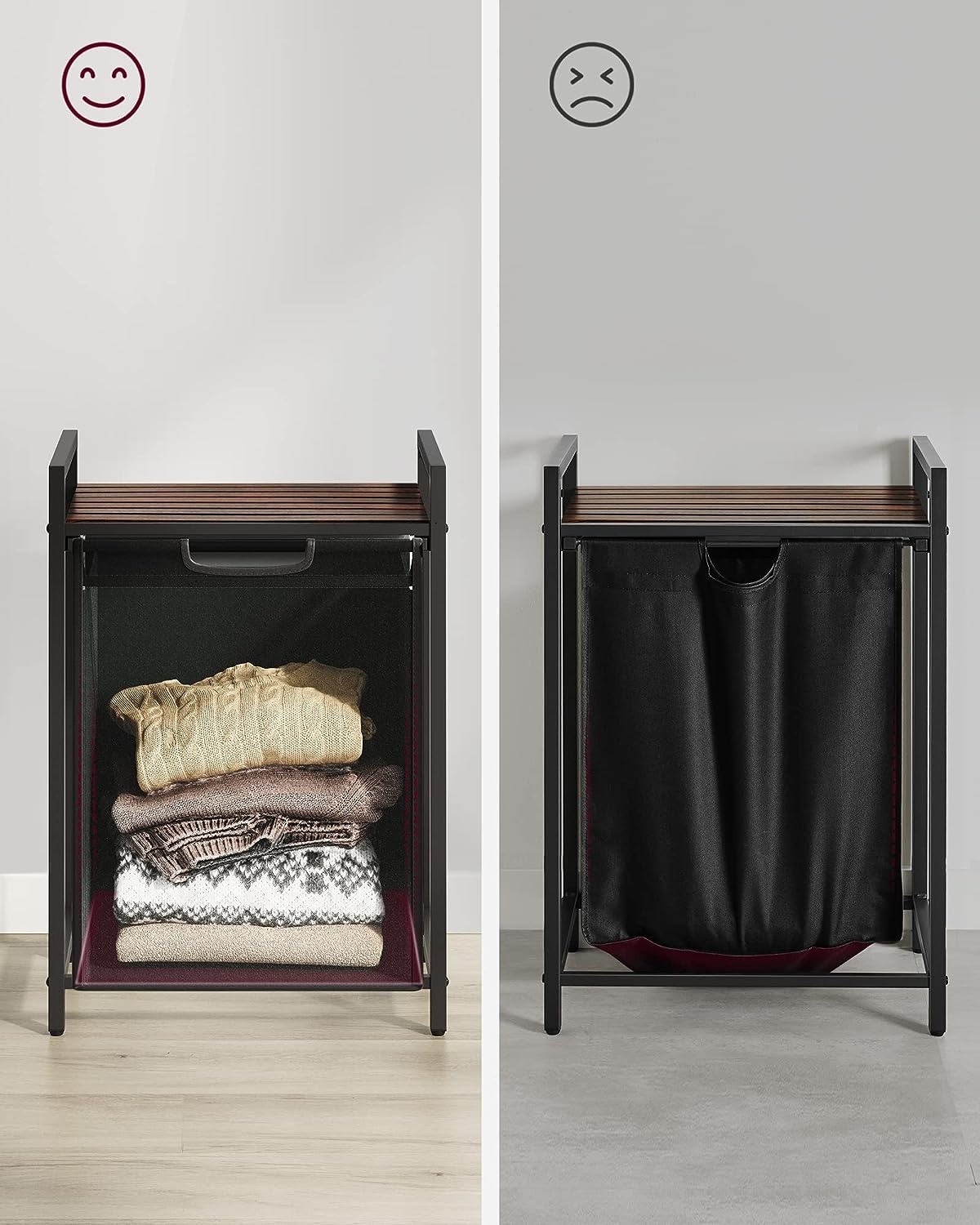 Design Wasmand met Opbergruimte - Rustiek Bruin - 65L Capaciteit
