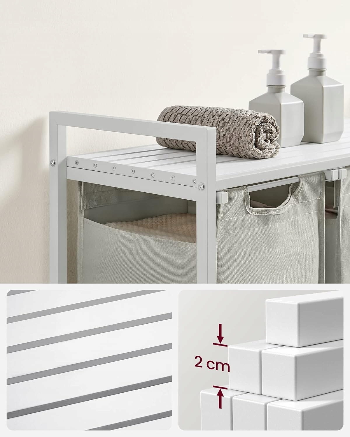 Design Wassorteerkast - 3 Vakken - Wit MDF & Staal - Modern Wasmeubilair