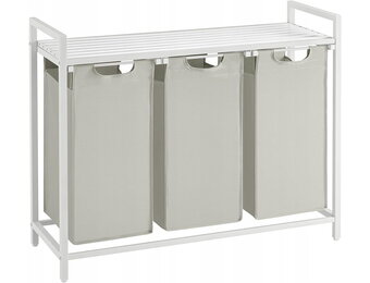 Multifunctionele Wasmand XL - 3 Sorteervakken - Wit Wasmeubilair