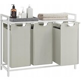 Multifunctionele Wasmand XL - 3 Sorteervakken - Wit Wasmeubilair