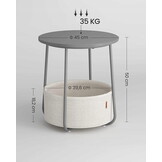 Moderne Ronde Salontafel 45 cm - Ruimtebesparend Design met Opbergmand - Cementgrijs