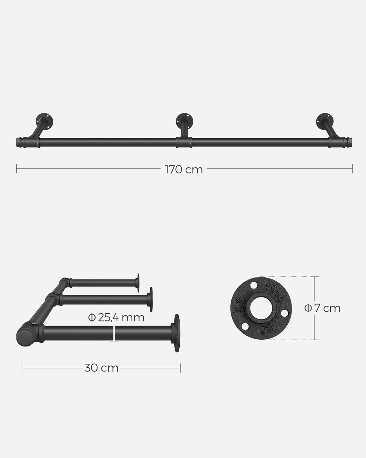 Multifunctionele Handdoekstang XL - Zwart Staal - 68 kg Draagkracht