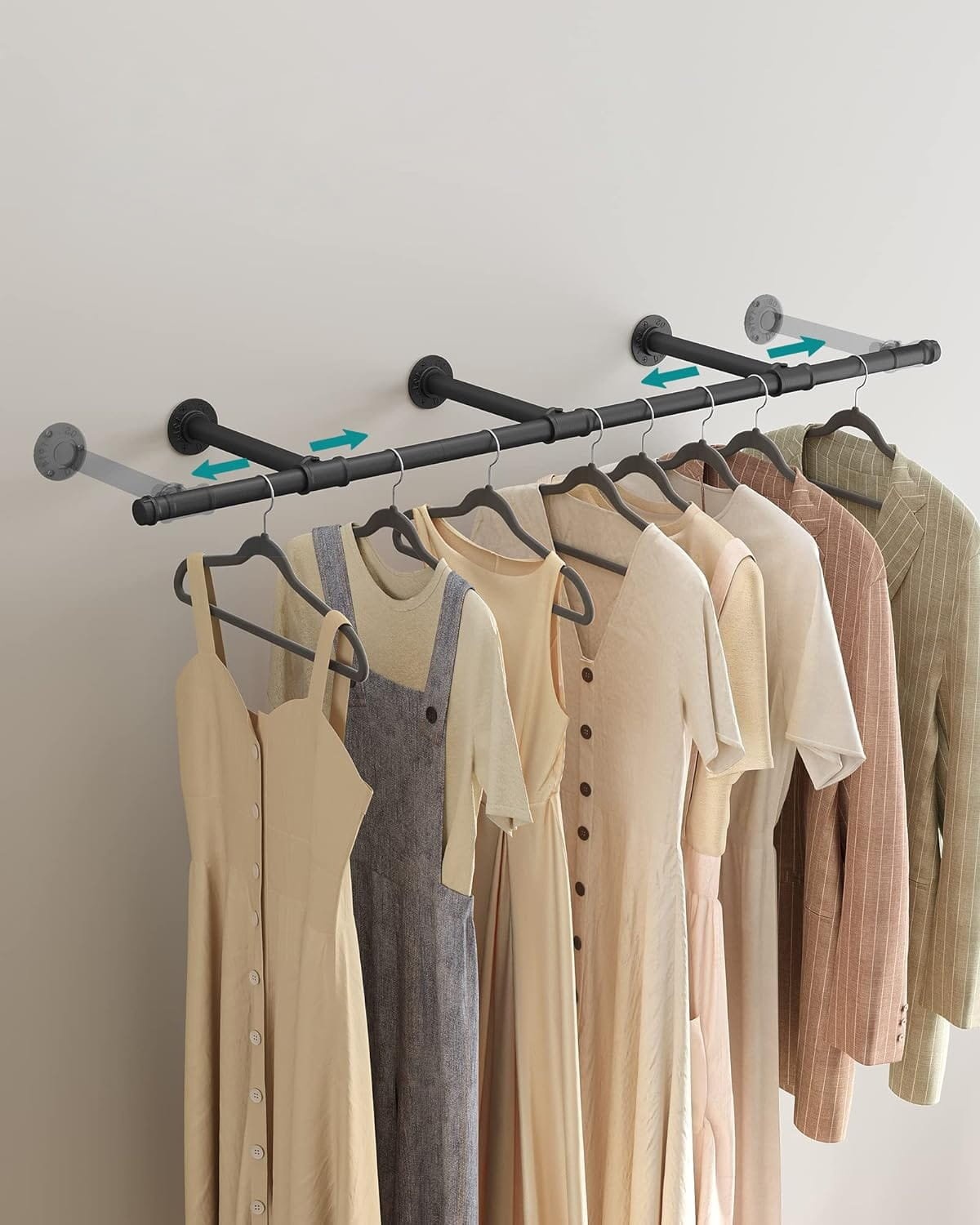Wandmontage Handdoekrek 170 cm - Universele Bevestiging - Zwart