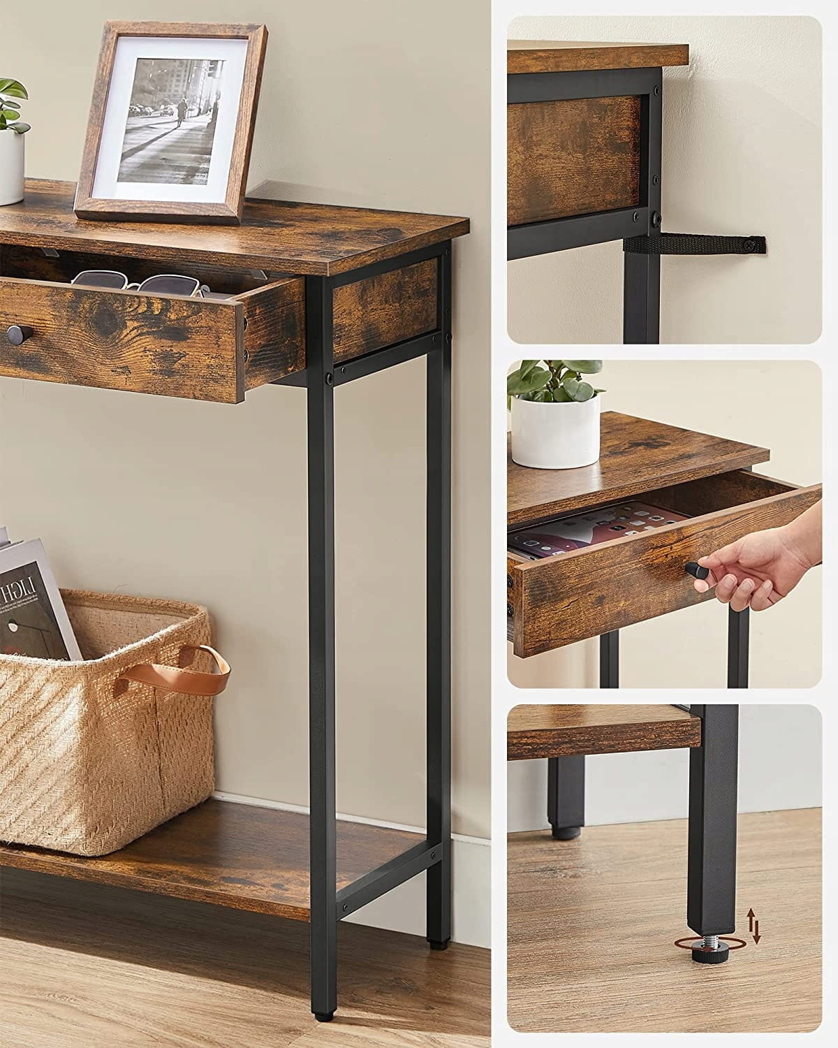 Praktische Sidetable met 2 Lades - Smal Model 100x30 cm