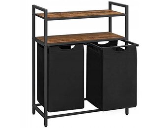 Industrieel Wasmeubel met Dubbele Mand - MDF/Staal - 91 cm hoog