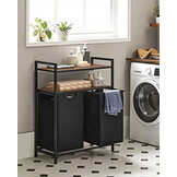 Industrieel Wasmeubel met Dubbele Mand - MDF/Staal - 91 cm hoog