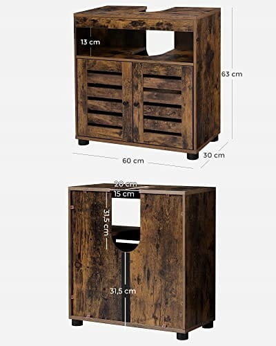 Landelijke Badkamerkast Rustiek Bruin - Wastafelmeubel 60 cm