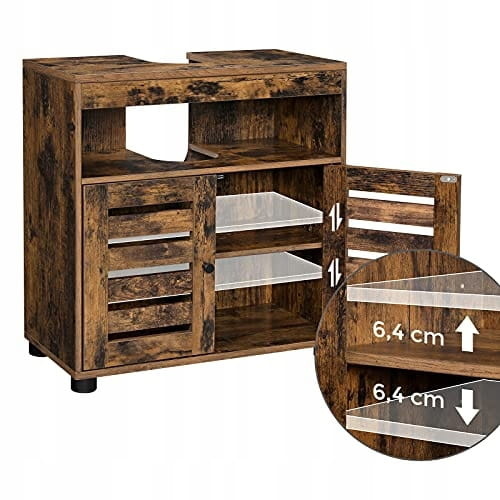 Landelijke Badkamerkast Rustiek Bruin - Wastafelmeubel 60 cm