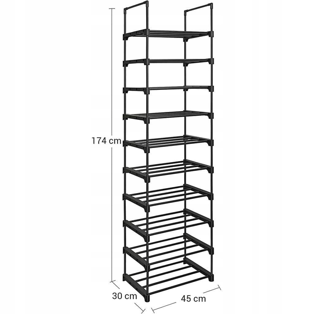 Ruimtebesparend Schoenenrek Zwart Metaal - 20 Paar - Smal Design 174cm