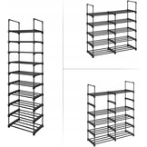 Ruimtebesparend Schoenenrek Zwart Metaal - 20 Paar - Smal Design 174cm