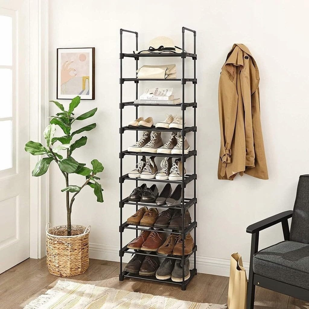 Modern Opbergrek voor Schoenen - Zwart Metaal - Strak Design